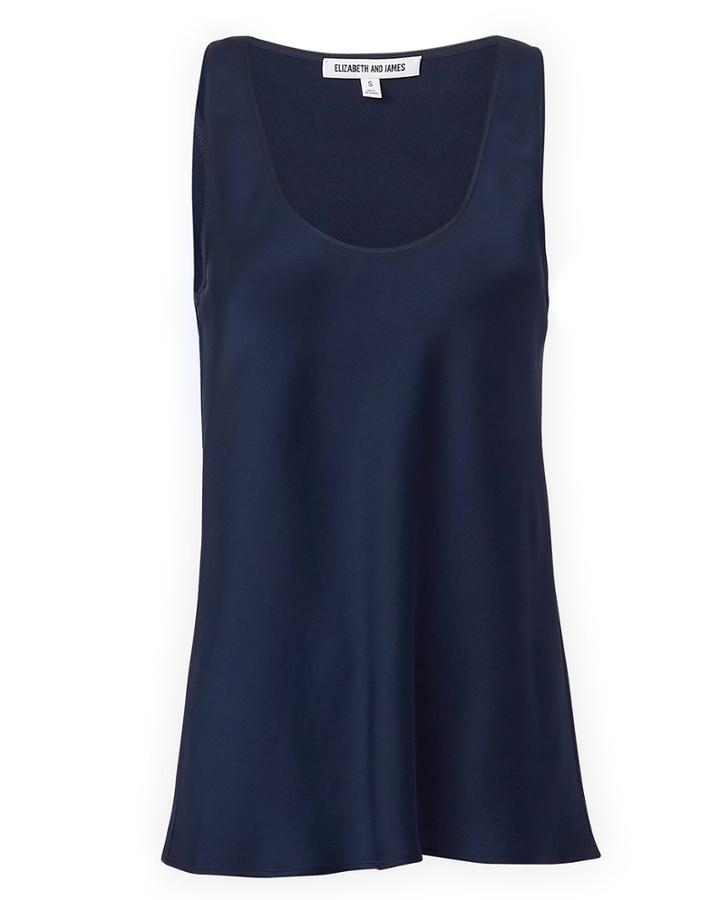 Elizabeth And James Rachel Satin Tank Top Navy M