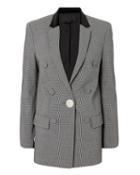 Alexander Wang Leather Sleeve Houndstooth Blazer Grey Zero