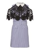 &quot;self-portrait Lace Overlay Pinstripe Mini Dress&quot;