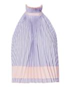 Adam Selman Backless Pleated Trapeze Top Stripe S