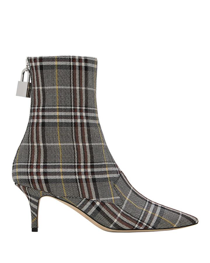 Monse Lock Plaid Booties Charcoal 37