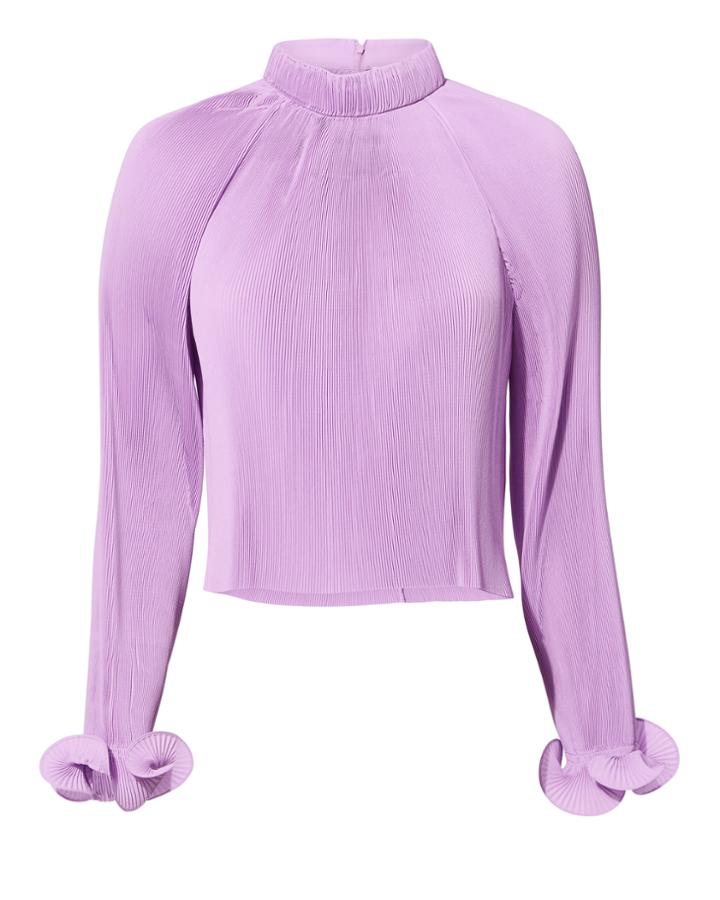 Tibi Lavender Pleated Crop Top Purple-lt S