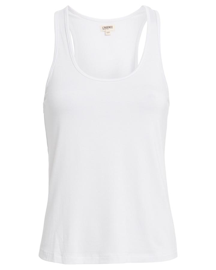 L'agence Drew Racerback Jersey Tank Top White P