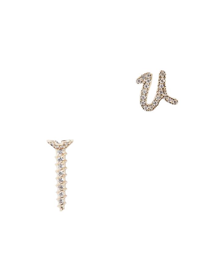 Sydney Evan Screw U Stud Gold Earrings Gold 1size