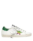 Golden Goose Superstar Green Glitter Back Low-top Sneakers White/pink/green 38