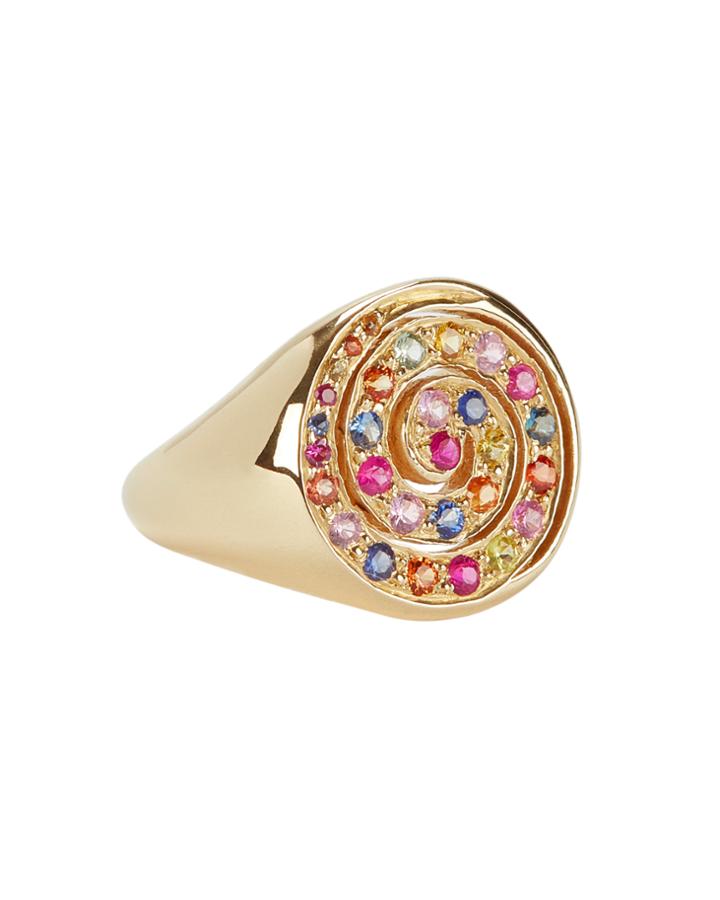 Shebee Rainbow Sapphire Spiral Ring