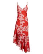 Patbo Leaf Print Midi Slip Dress Red/pink 2