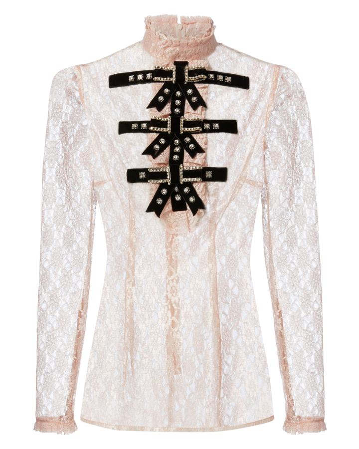 Philosophy Di Lorenzo Serafini Crystal Embellished Bow Tie Lace Top