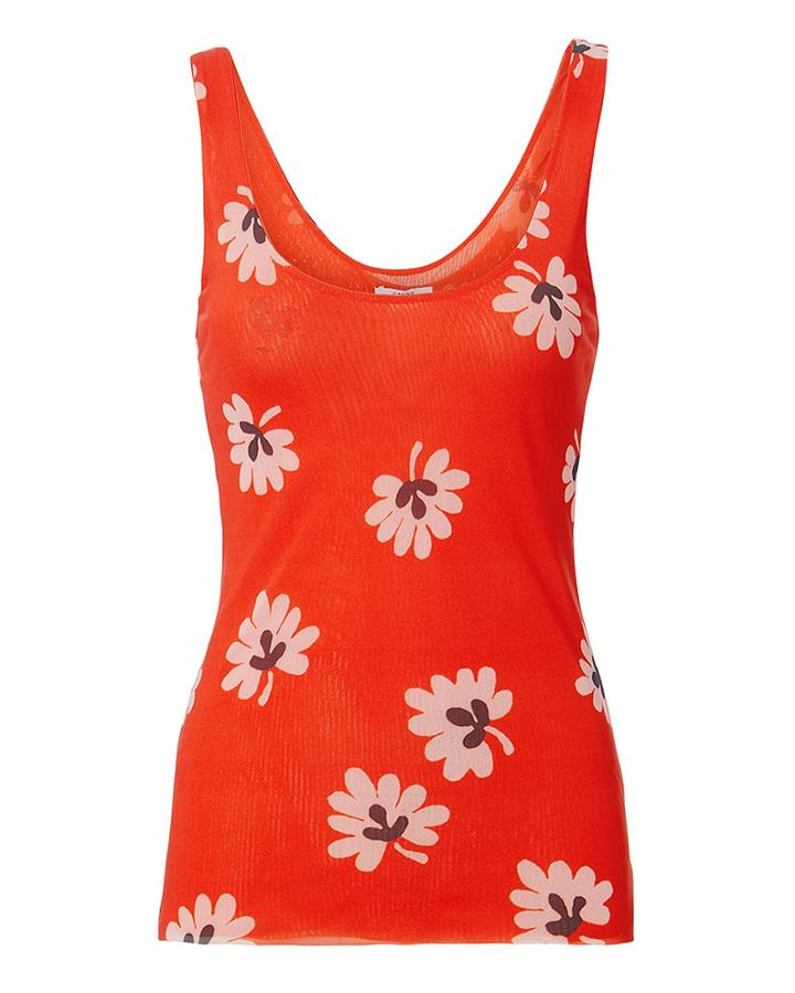 Ganni Tilden Red Floral Tank Red 36
