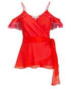 Diane Von Furstenberg Kemma Flamenco Silk Blouse Pink/red S