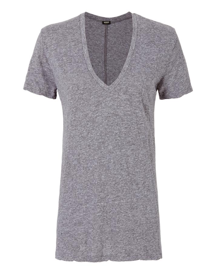 Monrow Grey Oversized V-neck Tee Grey P