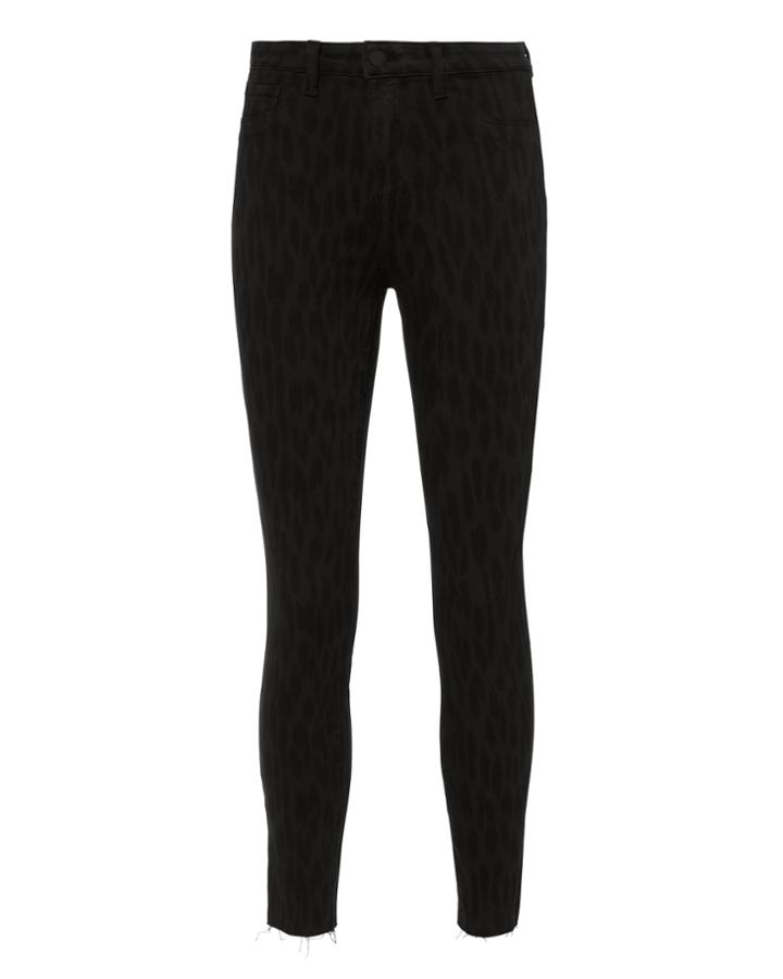 L'agence Black Leopard Skinny Jeans Denim-drk 24