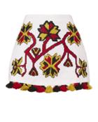 &quot;march11 Pom-pom Hem Embroidered Mini Skirt&quot;