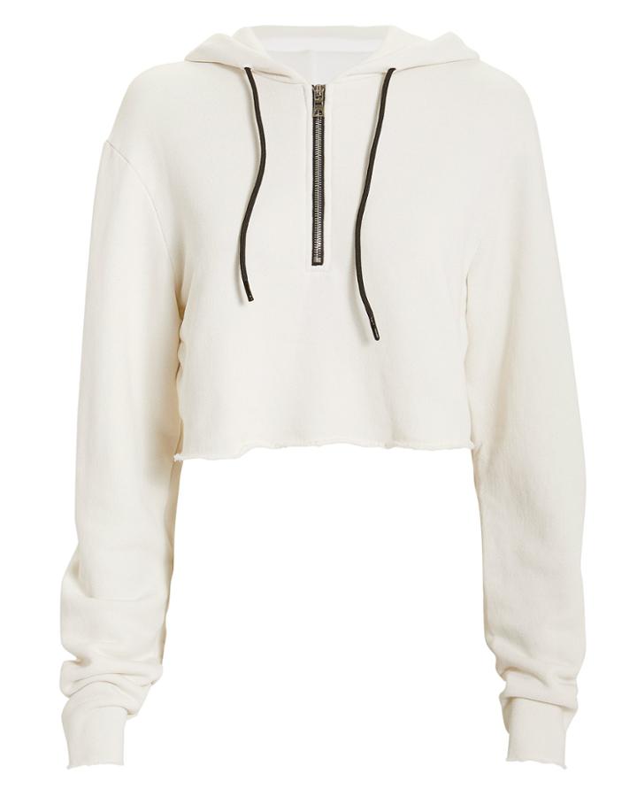 Cotton Citizen Bone Zip Crop Hoodie Ivory P