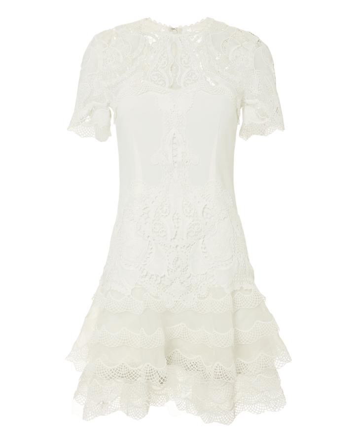 Jonathan Simkhai Lace Appliqu Crepe Mini Dress Ivory 8