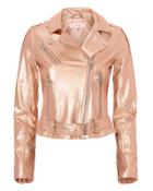 Iro Brooklyn Rose Gold Leather Moto Jacket Rose 36