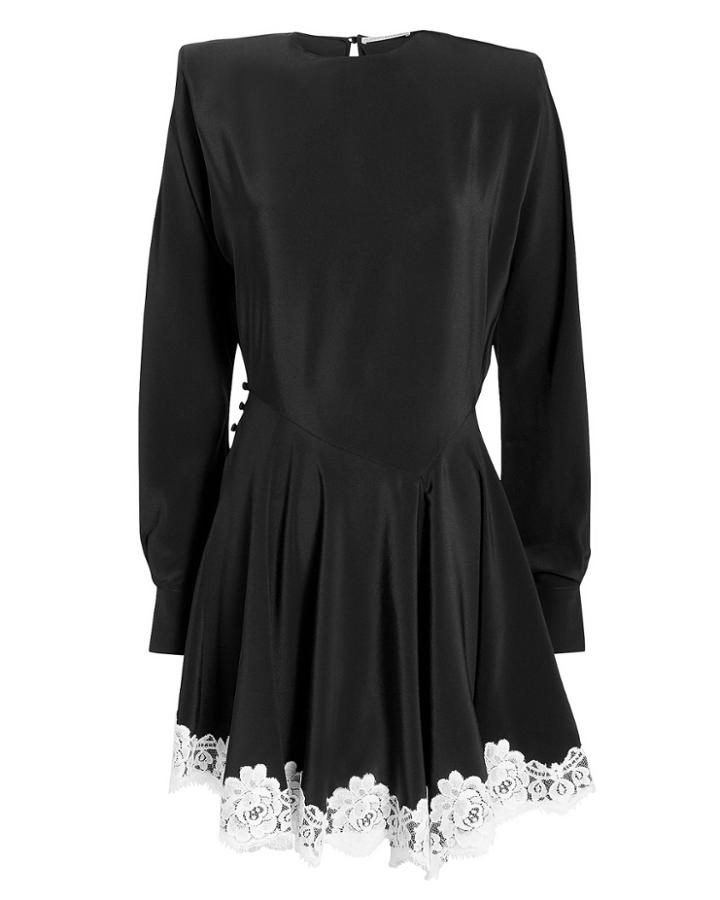 Alessandra Rich Lace Hem Mini Dress Black 40