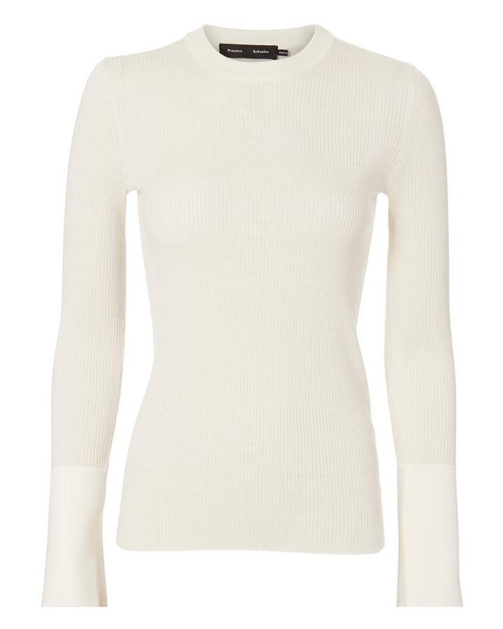 Proenza Schouler Bell Sleeve Knit Top White P