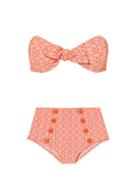 Lisa Marie Fernandez Poppy High Waist Button Bikini Orange 2