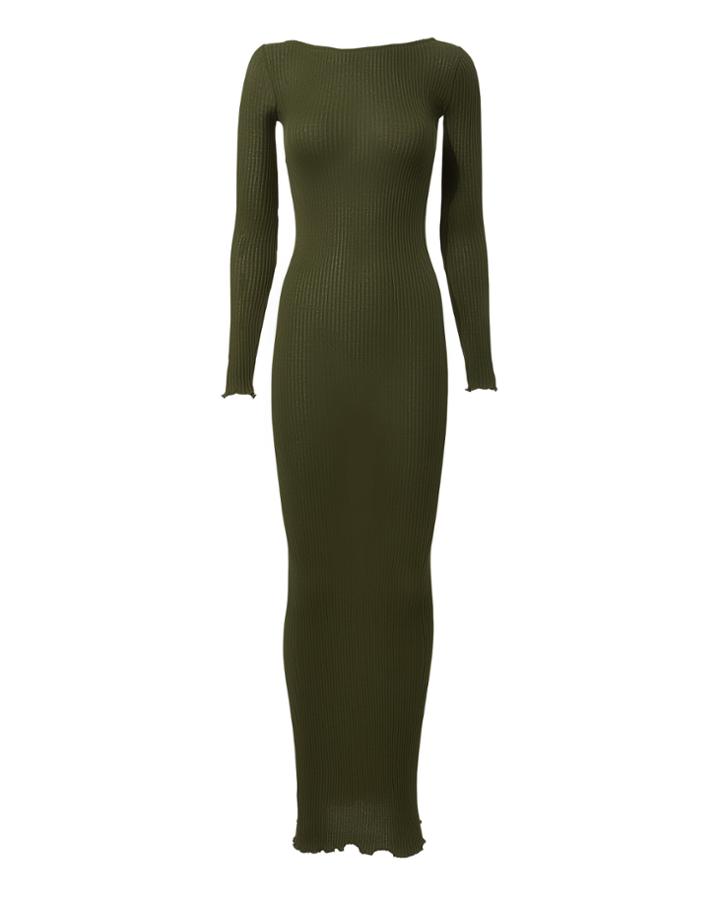 Faith Connexion Open Back Knit Maxi Dress Green S