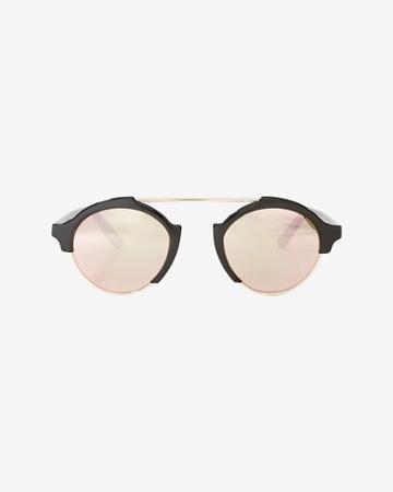 Illesteva Milan Iv Shiny Black Rosegold Mirrored Sunglasses