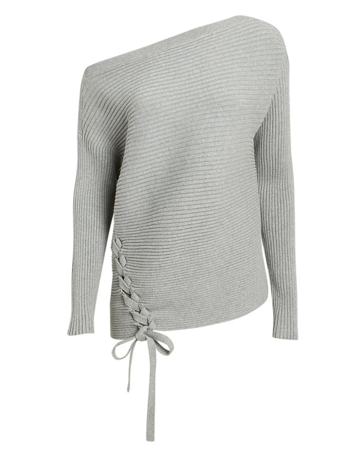 Designers Remix Off Shoulder Lace-up Sweater Grey M