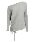 Designers Remix Off Shoulder Lace-up Sweater Grey M