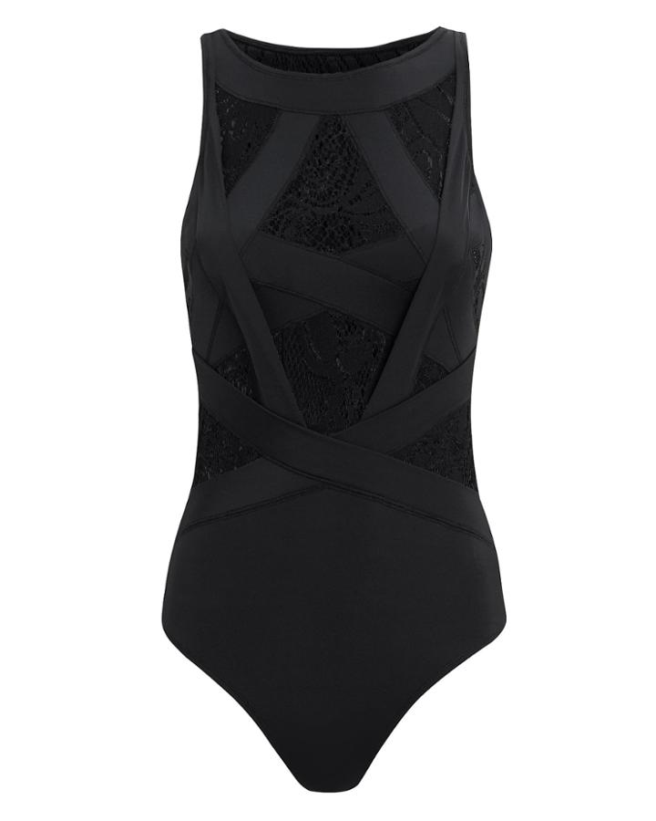 Oye Swimwear Esther Lace One Piece Swimsuit Black S