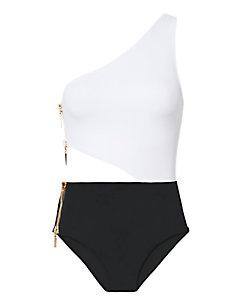 Oye Swimwear Kim One Shoulder Cutout Side Zip Swimsuit