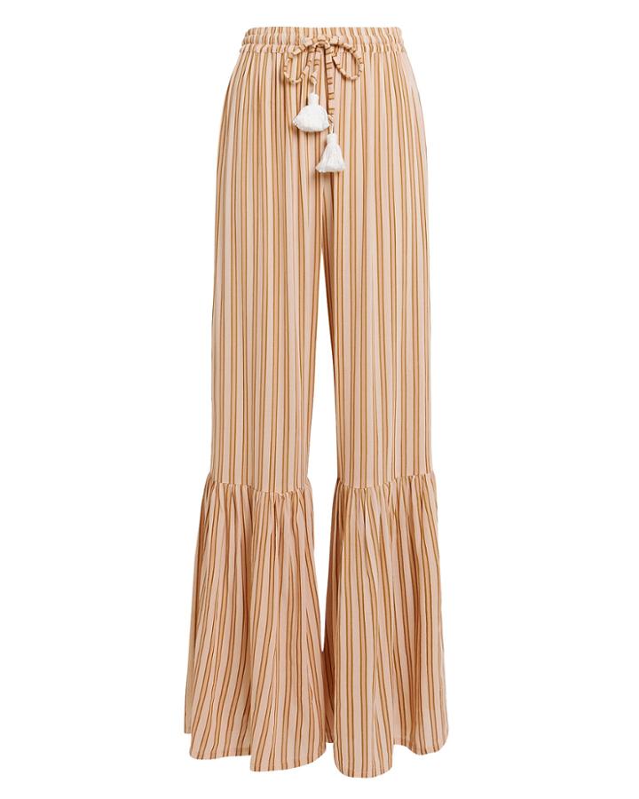 Faithfull The Brand Bisou Wide Leg Peach Striped Trousers Peach/white P