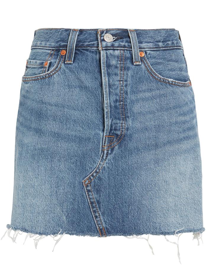 Levi's Deconstructed Denim Mini Skirt Medium Blue Denim 27