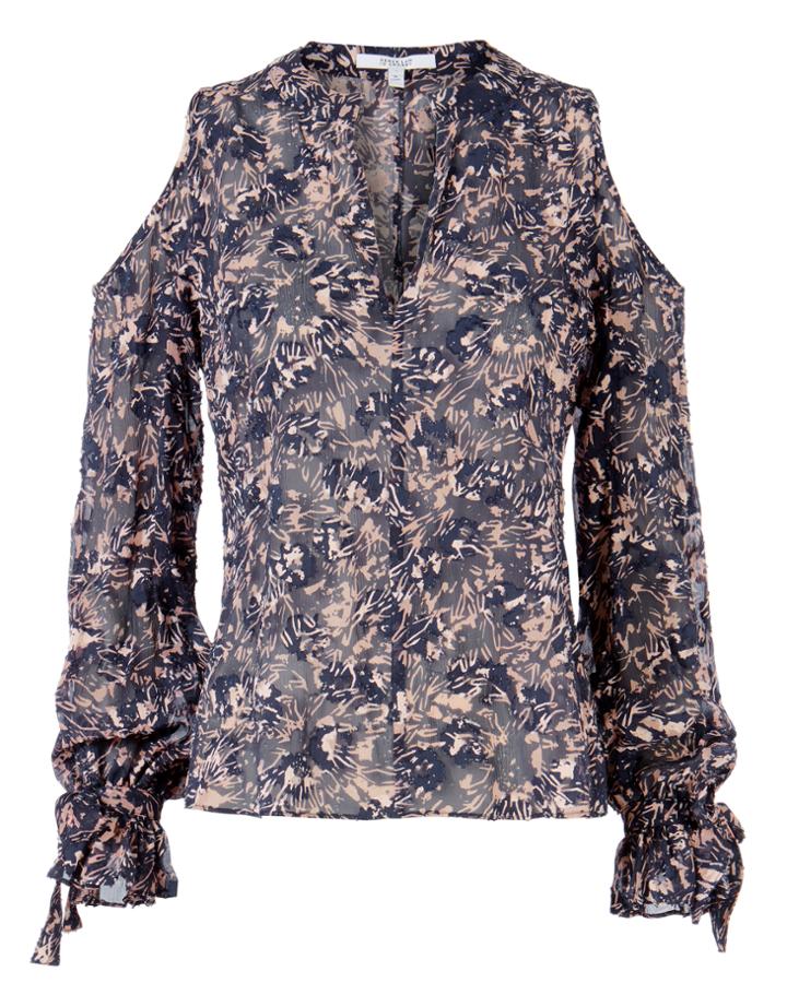 Derek Lam 10 Crosby Cold Shoulder Printed Blouse Pri-floral 4