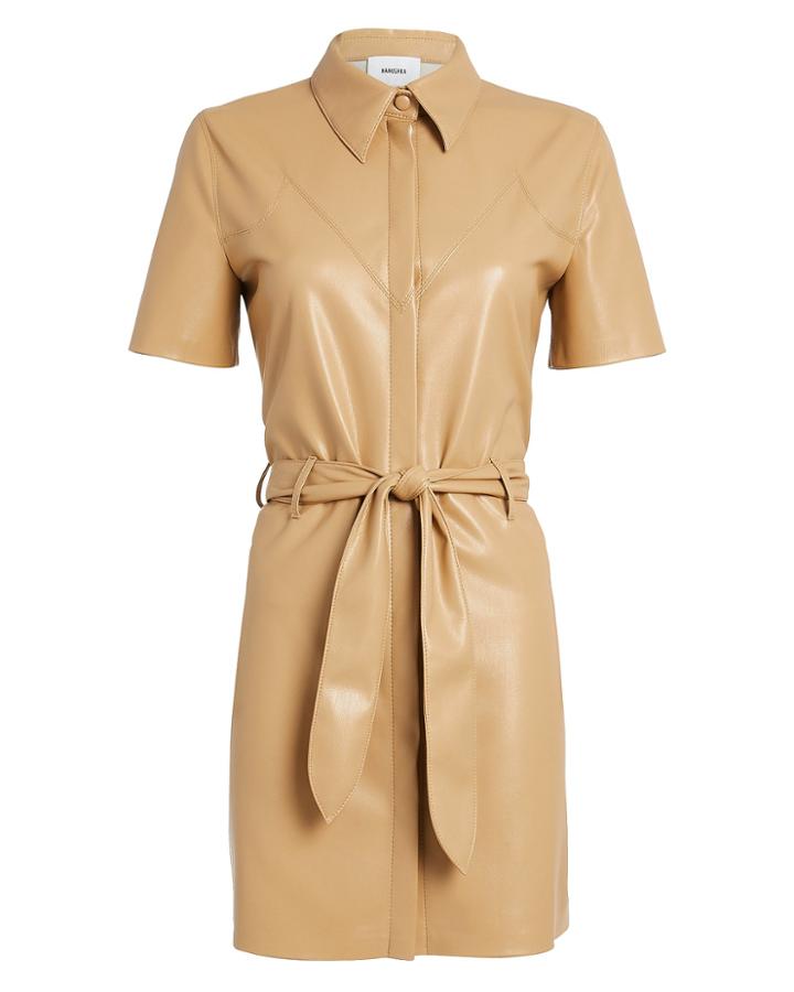Nanushka Roberta Vegan Leather Mini Dress Camel P