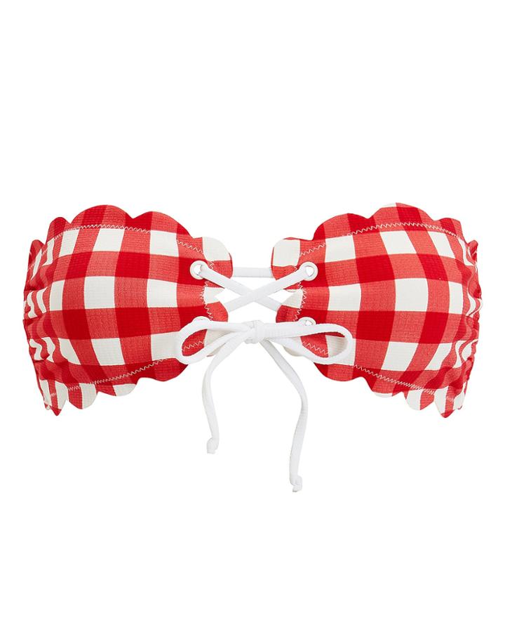 Marysia Antibes Cherry Bandeau Bikini Top Red/gingham M