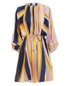 Apiece Apart La Flutte Stripe Mini Dress Lavender/navy/yellow 2