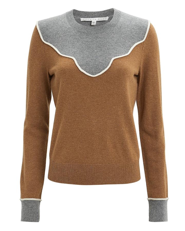 Veronica Beard Atty Sweater Camel/grey P