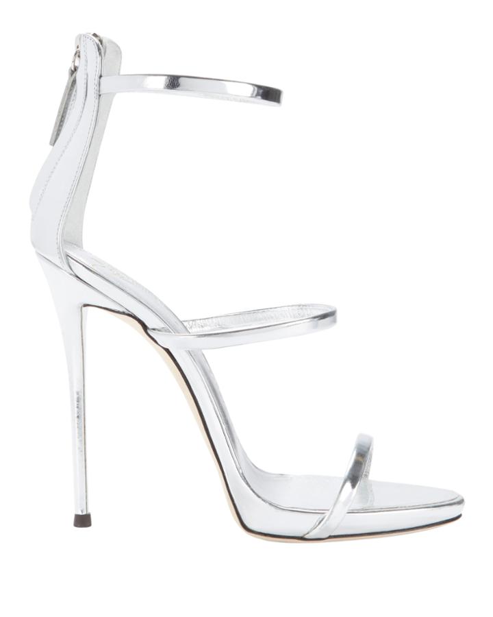 Giuseppe Zanotti Coline Silver Strappy Sandals Metallic 38