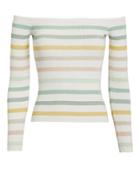 Torn Ronny Kobo Robbie Striped Knit Top White/pastel Stripe L