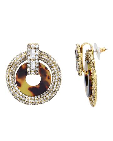 Elizabeth Cole Tortoise And Crystal Earrings Multi 1size