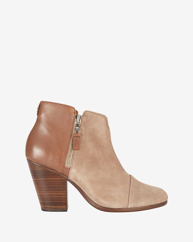 Rag & Bone Margot Double Zip Suede/leather Bootie: Stone