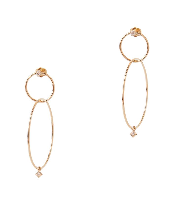 Zoe Chicco Mixed Diamond Interlocking Hoops