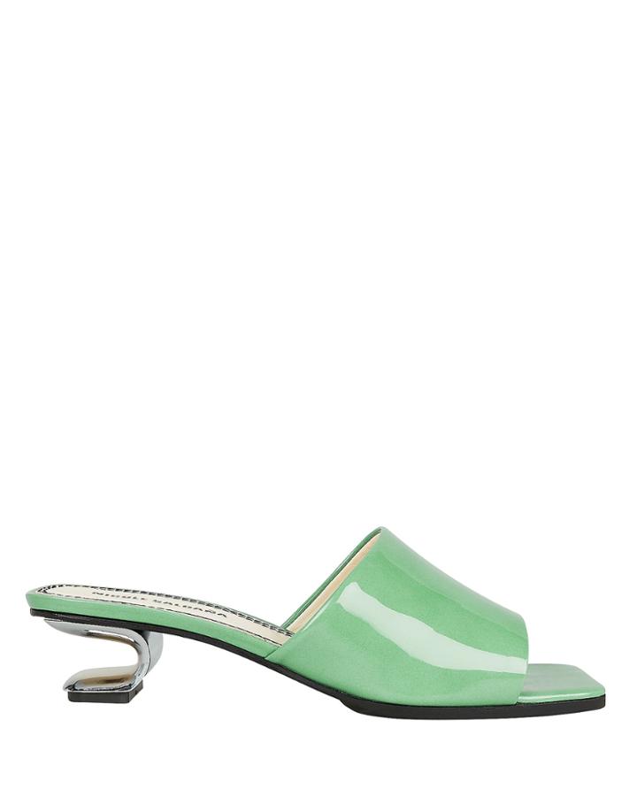 Nicole Saldana Sarah Metal Cutout Green Slides Green 39