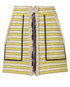 Veronica Beard Lynden Fringed Striped Mini Skirt Yellow 2