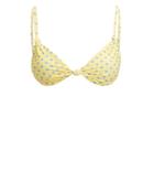 For Love & Lemons Limoncello Knot Front Bikini Top Yellow/blue S