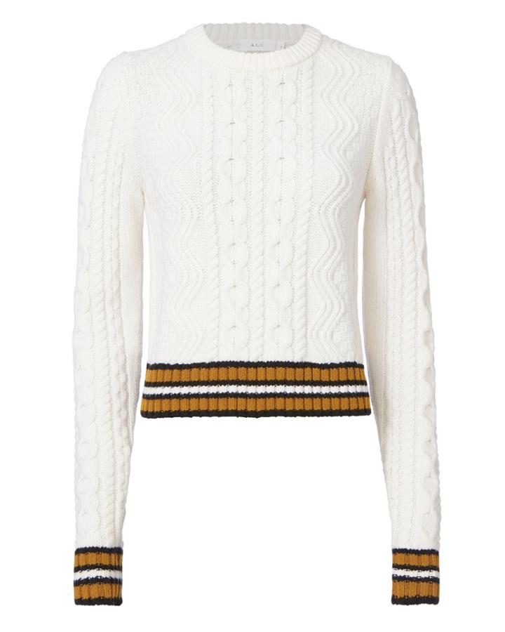 Alc A.l.c. Alpha Striped Sweater White P