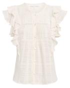 Veronica Beard Claire Ruffle Cotton Voile Top White 8