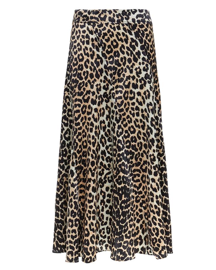 Ganni Leopard Midi Skirt Leopard 36