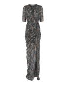 Veronica Beard Domingo Printed Ruched Gown