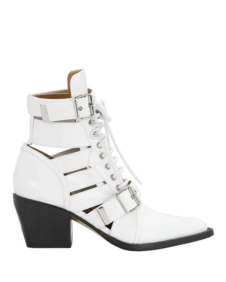 Chloe Chlo Rylee Cutout White Ankle Boots White 37.5