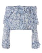 Love Shack Fancy Loveshackfancy Ruffle Popover Blue Top Blue-med S